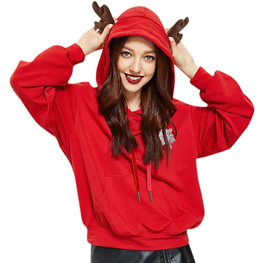 Hoodies Women  Christmas Fashion Sweatshirts Long Sleeve Print Letter Sportswear Solid hoodies and sweatshirts women W30718