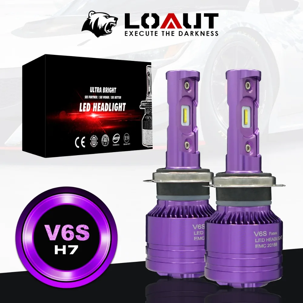 

2018 LOAUT H7 Car LED Headlight Bulbs Hi-Lo Beam 70W 4000lm/bulb 6500K 24V V6S Main Light KIT Front Bulb Automobiles