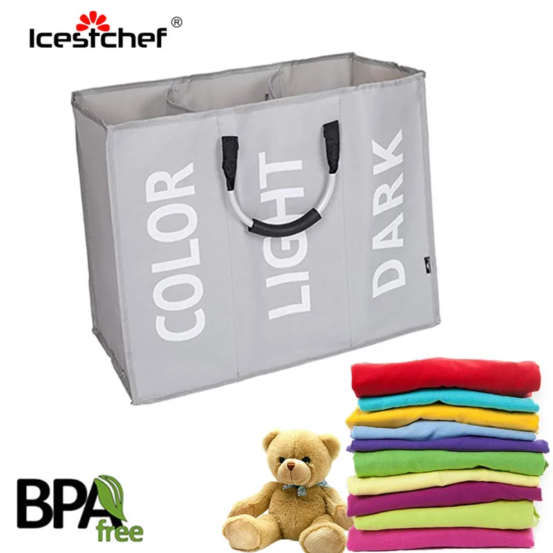 ICESTCHEF 3 مقصورات سلة تخزين ملابس أكسفورد تخزين ملابس سلة تنظيمية للأدوات غسل صندوق تخزين ل لعبة القذرة القماش ICESTCHEF 3 مقصورات سلة تخزين ملابس أكسفورد تخزين ملابس سلة تنظيمية للأدوات غسل صندوق تخزين ل لعبة القذرة القماش