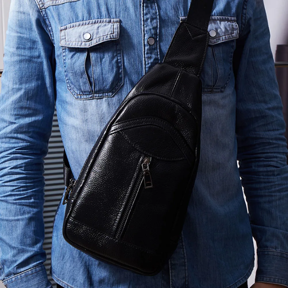 

Men Sling Chest Day Back Pack High Quality Fashion Casual Single Shoulder Bag Rucksack Cowhide Crossbody Bags