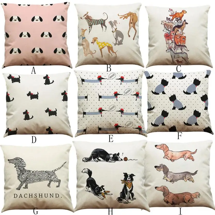 

2018 Pillow Case 45*45 Vintage Dog Cotton Pillow Case Sofa Waist Throw Cushion Cover Home Car Decor Free Shipping NEW DE15