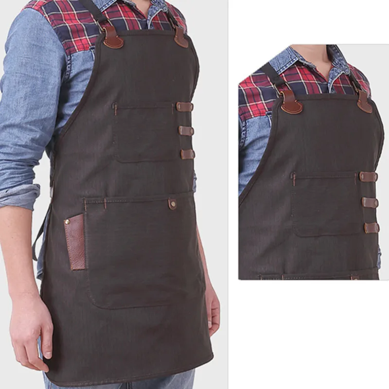 Canvas Apron Crossback Cotton Straps E6-12