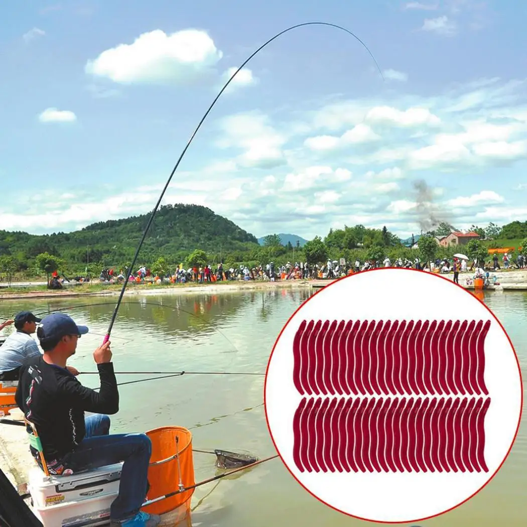 

50 Pcs Soft Red Earthworm Fishing Bait Worm Lures Crankbaits Hooks Baits Tackle 50 pieces fish Lures