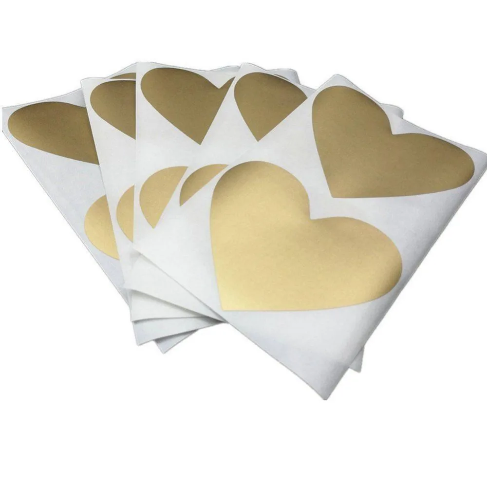 

50pcs 60 * 70mm Golden Heart Scratch Off Stickers Creative Message Hide Postcard