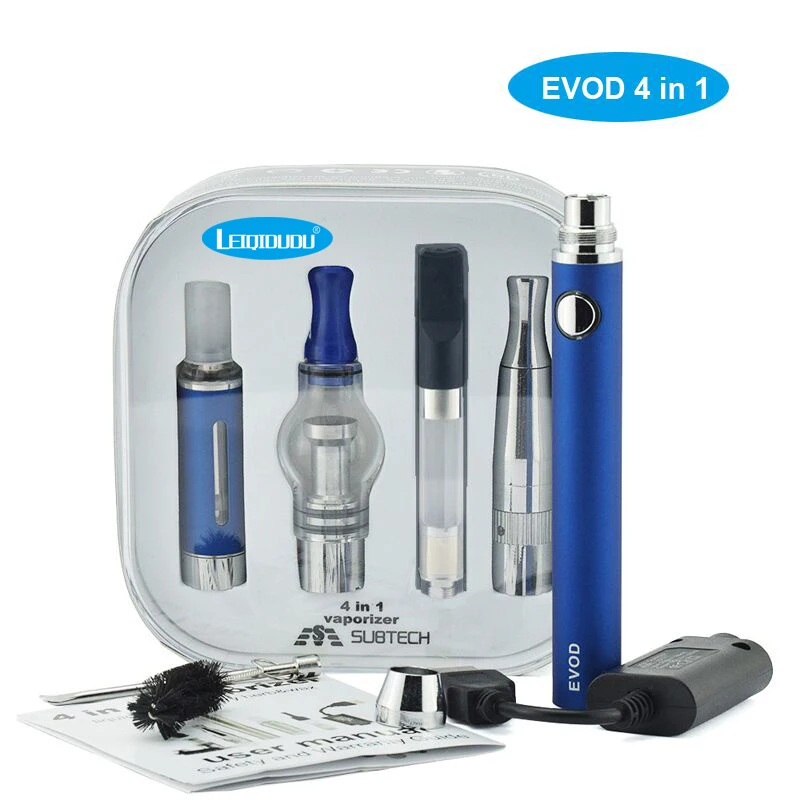 

Leiqidudu 4 In 1 evod Batery with 4 Atomizers for oil Wax Dry Herb Vaporizer Pen vapor e cigarette