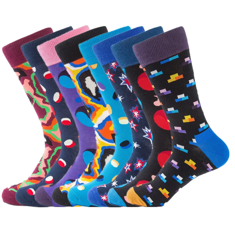 

Men Cotton Long Spring Socks Casual Men Casual Colorful Breathable Sweat-absorbing Deodorant Crew Socks for Young Men Size 41-46