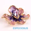 Elegant Pin Rhinestone Jewelry Flower Brooch Lily Painted Gold Color Crystal Giraffe Women Breast Pin Purple Color Lady Garments ► Photo 3/6