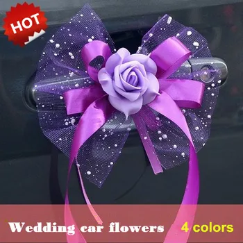 

12pcs/lot PE Rose mesh &Lace silk ribbon Married celebrate supplies car decora wedding flowers bouquet