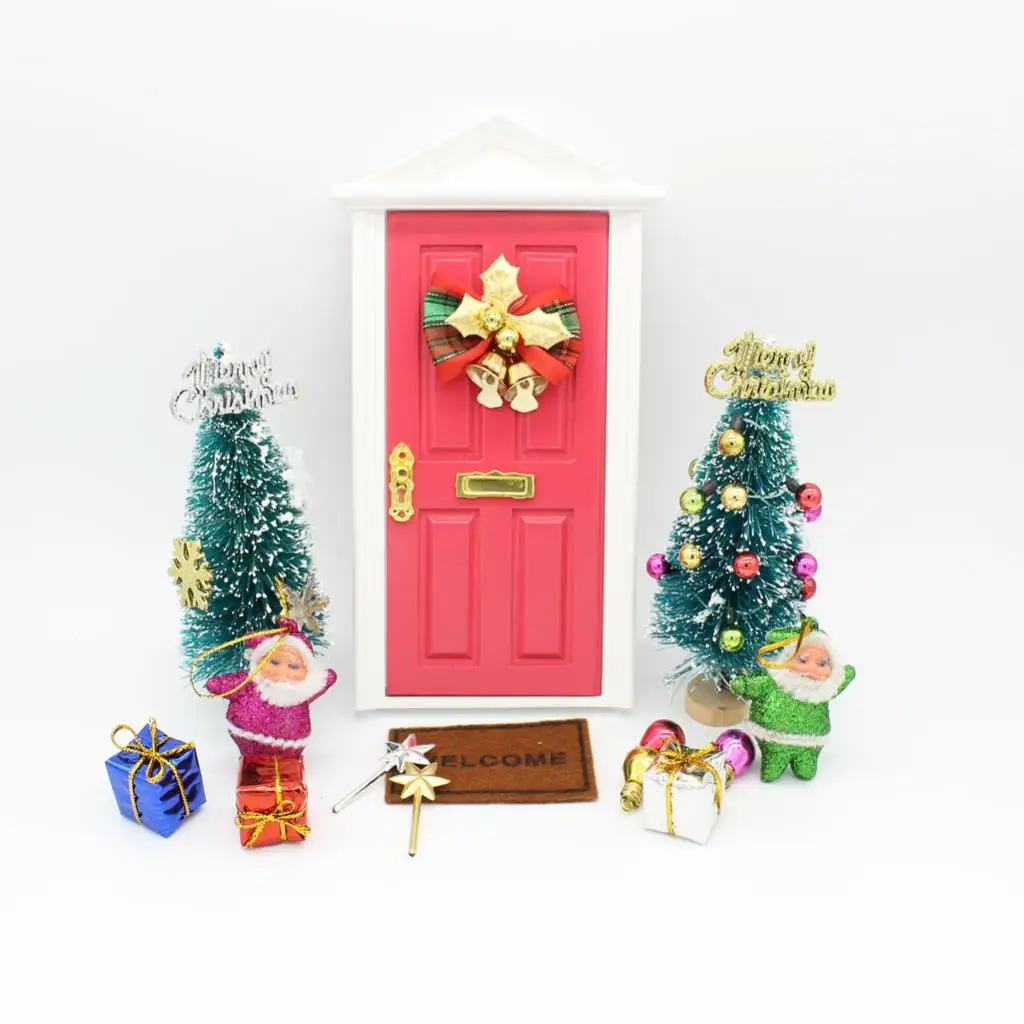 1/12 Dollhouse Miniature Christmas Tree Santa Claus ''Merry Christmas'' Letters Board Xmas Party Decoration Set Toys