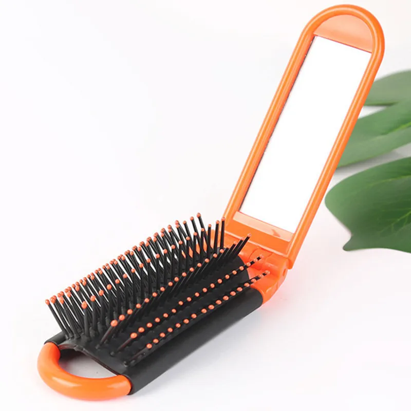 

Mens Womens Portable Travel Folding massage Pocket comb Massage AntiStatic Styling Kits tool Folding Hair brush with mirror