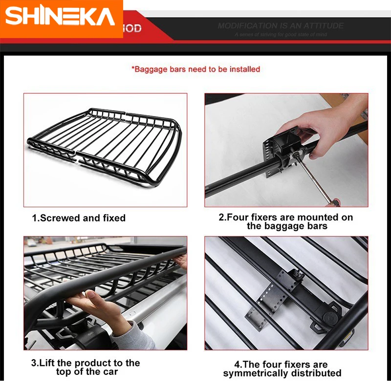 SHINEKA رف سقف سيارة حامل الحقائب تخزين البضائع إطار ل جيب البوصلة/المتمرد/جراند شيروكي/شيروكي/باتريوت 2011-2016