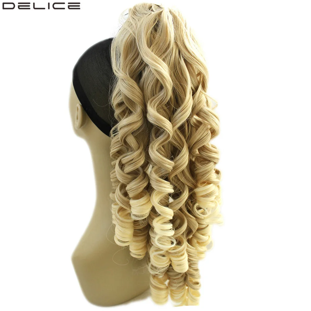 

DELICE 24" 180g Clip In Long Blonde Curly Claw Ponytail High Temperature Fiber Synthetic Hair Extensions Pieces
