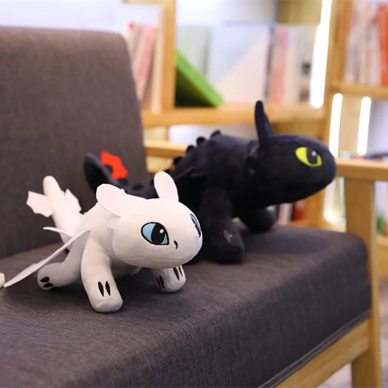 

2pcs Hot Toys Movie Doll How to Train Your Dragon Toothless Dragon Toy Night Fury Light Fury Plush Stuffed Anime Doll for Kids