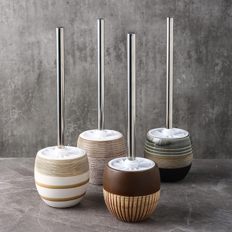 

NEWYEARNEW Retro Ceramics Toilet Brush Set Personality Creative Unique Bathroom WC Toilet Cleaning Brush Home Decoration
