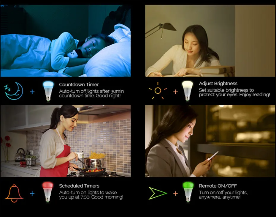 13---2018 New Sonoff B1 wifi Smart LED Lamp E27 Dimmable RGB Timer Bulb 