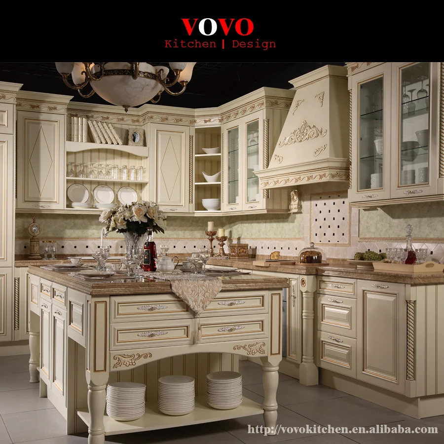 

Classical countryside style cherry solid wood kitchen cabinet