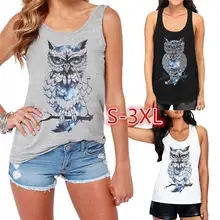 Новое поступление Жилет для девочек модные, с милым принтом в виде совенка, жилет женский Мода Пара жилет рубашка большие размеры, S-3XL уличная Верхняя одежда без рукавов