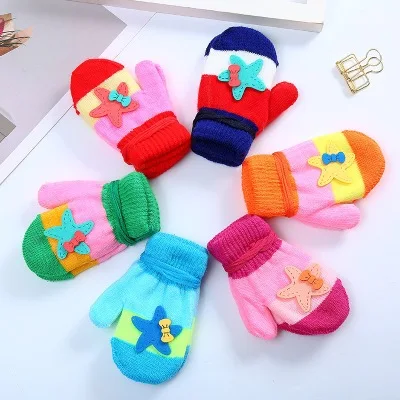 

1-5years old baby gloves kids mittens baby accessories glove toddler Thicken Patchwork Hot Girls Boys Of Winter Warm Gloves