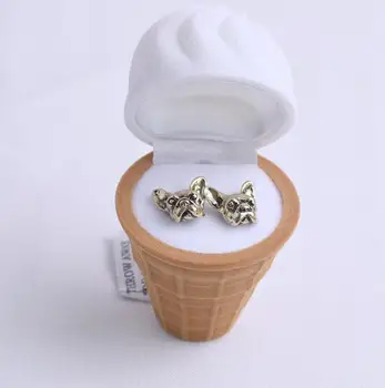 

Hot Sell Cute velvet ring box creative cartoon ice cream earrings jewelry box