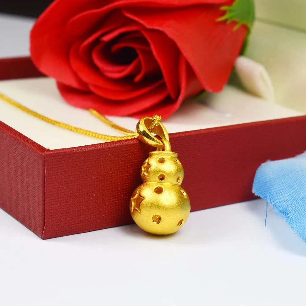 

Fine Pure 24K Yellow Gold Pendant Lucky Men Women Gourd Pendant New 1.70g