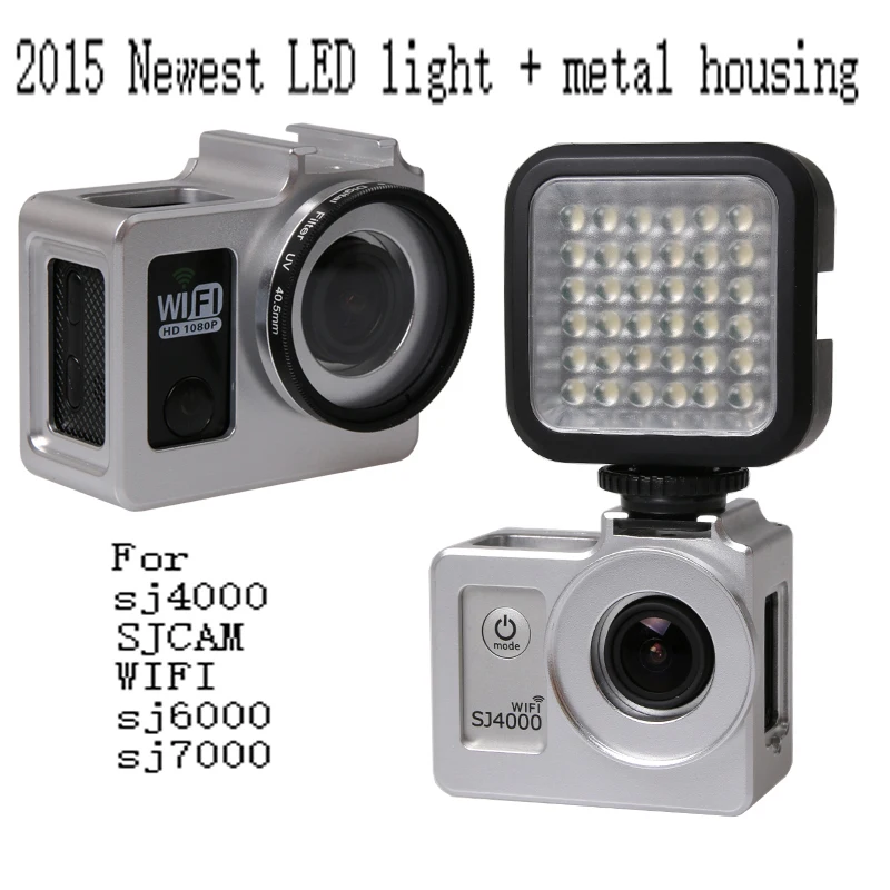 SJCAM Accessories Alloy Protective Case metal Housing frame+LED flash light for SJ 4000 WIFI/sj4000/sj6000/sj7000/sj8000/sj9000 |