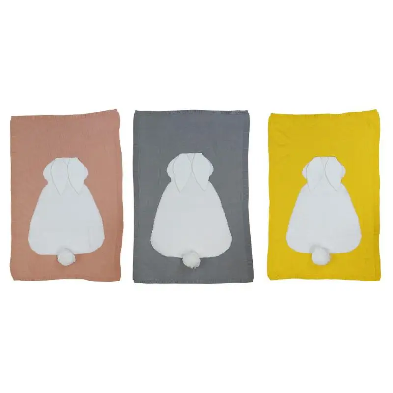 

Big Rabbit Ear Baby Knitted Blanket Wrap Soft Newborn Bedding Blankets Swaddle Kids Linens Swaddling Winter Autumn Blankets