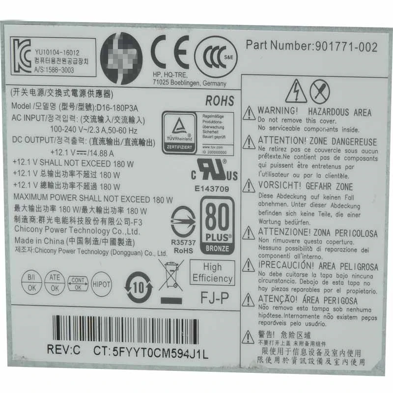 Блок питания для hp 280 390 Pro G3 G4 86 89 MT Питание PA-1181-6HY D16-180P3A PCH023 D16-180P1B PCG004 PCG003/007 DPS-180AB-25 A