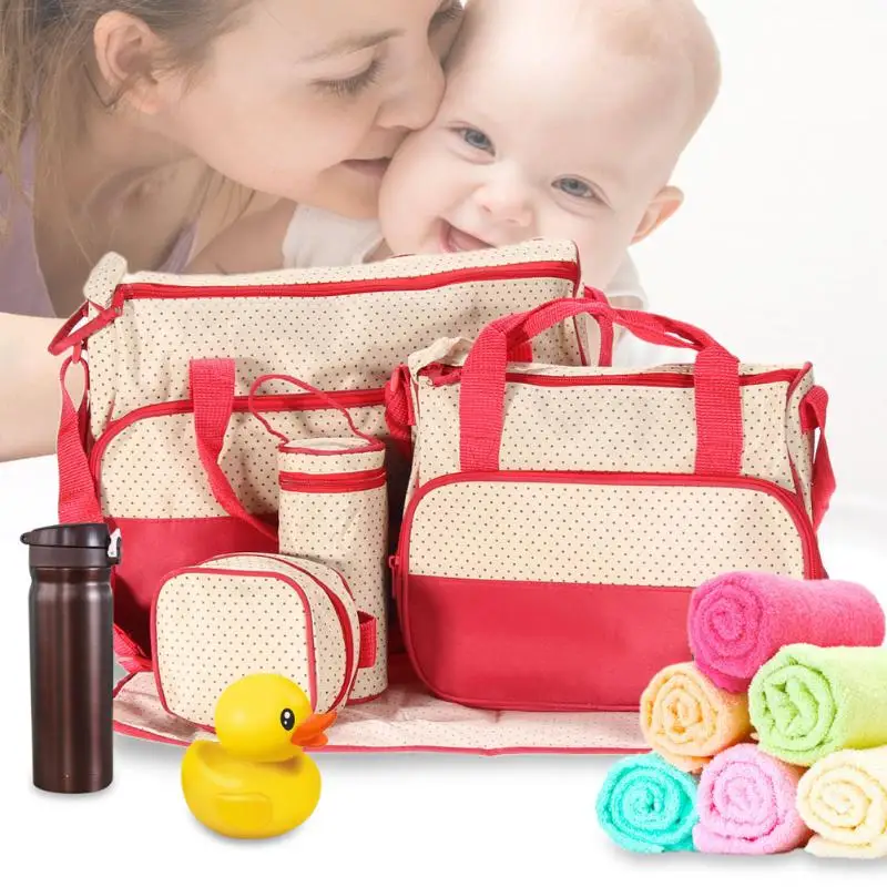 

5pcs/set Women Travel Bag Waterproof Baby Diaper Bag Suits Travel Totes Handbag for Mommy Baby Nappy Organizer Bag Packing Cubes