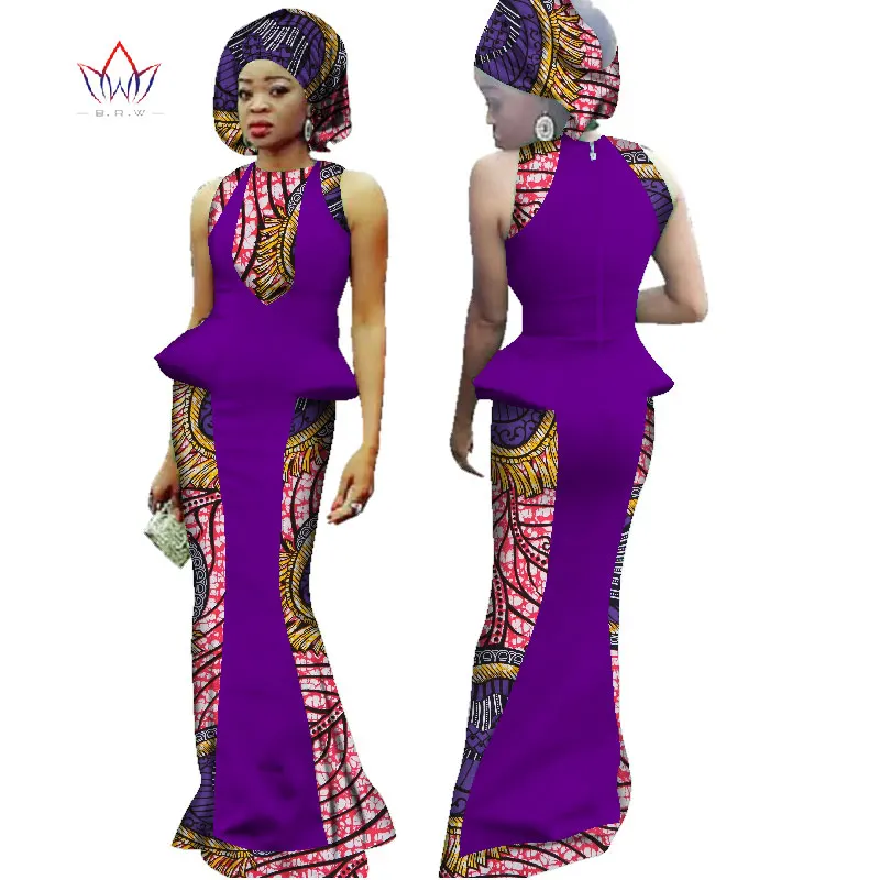 Новое поступление летнее женское платье пикантные Bodycorn Африканский dashiki печати Платье макси с Свободный головной убор в африканском стиле Платья для женщин brw WY2354 - Цвет: 24