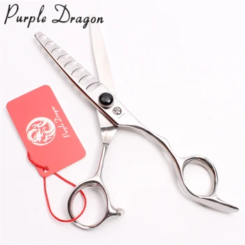 

6" 17cm 440C Purple Dragon Black Stone Barber Scissors Thinning Scissors 8 Teeth Beauty Tool Professional Hair Scissors Z2007-C