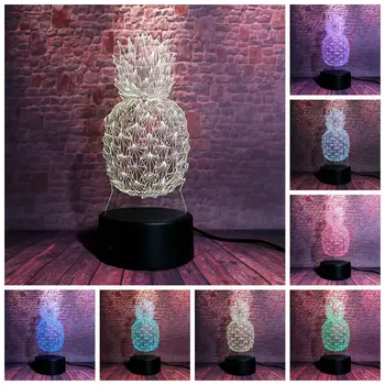 

3D Illusion Led Lamp 7 Colors Change Nightlight Desk Decor Pineapple Plant Model Light-up Toys