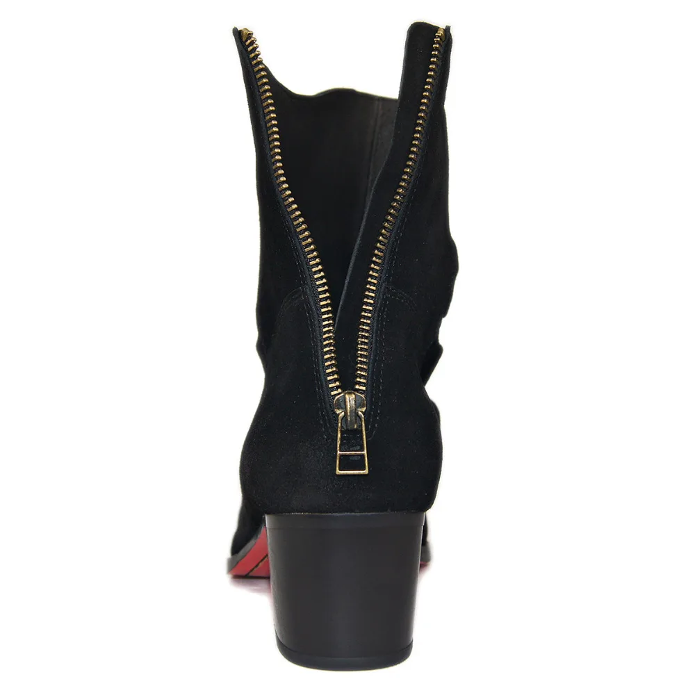 Del Británica Falda Botas De Vaca Hombres Cremallera Chelsea Zapatos Rojo Cuero Genuino Estilo Los Alto Tacón Fondo Moda Opf6qTwU