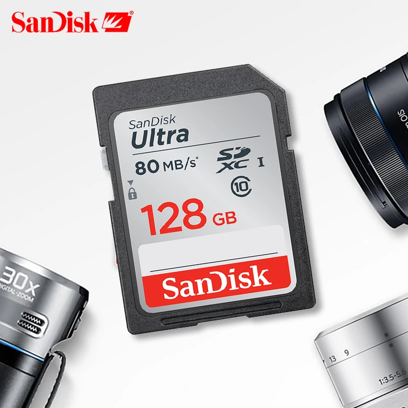 SanDisk ультра Карта памяти SDHC/SDXC SD карта класс 10 16 ГБ 32 ГБ 64 Гб 128 Гб карты C10 UHS-I 80 МБ/с./с флэш-карта для Full HD камеры