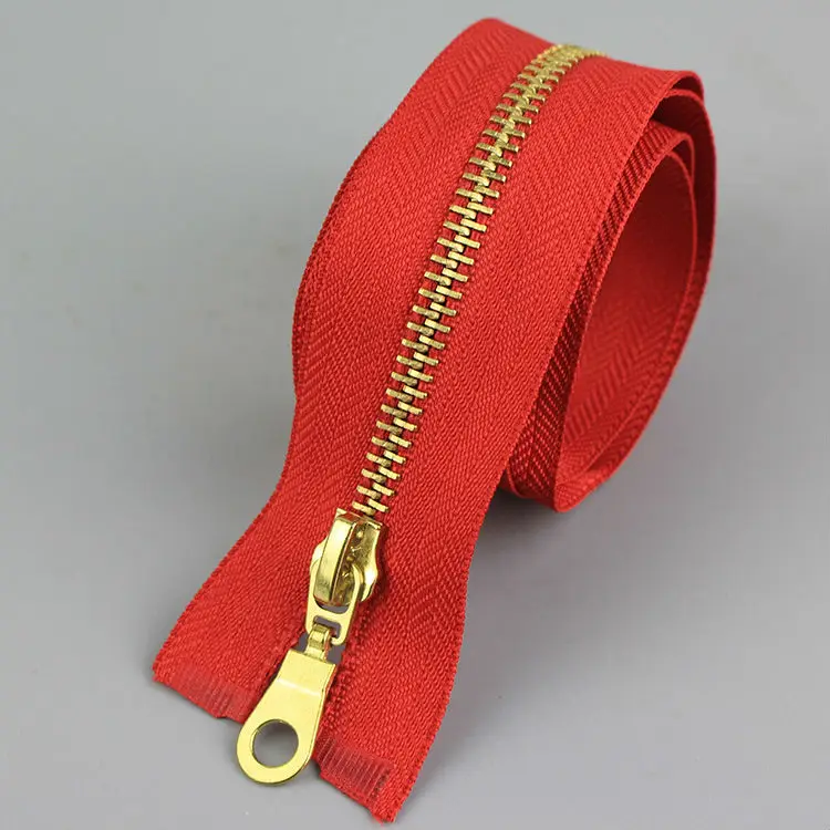Free shipping 70cm 80cm 5 red metal zipper Clothes golden teeth bag