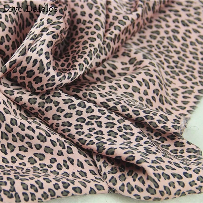 

100% Viscose PINK Leopard Thin Soft Fine Smooth Silk Feeling Fabrics for DIY Summer Apparel Dress Shirt Handwork Nightdress