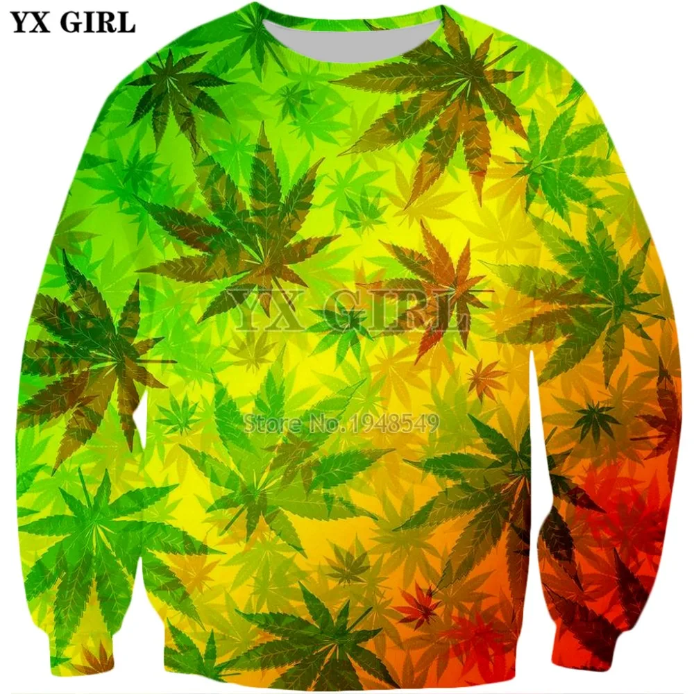 

YX GIRL Drop shipping 2018 autumn New style Fashion Hoodie Colorful weeds Print 3d hoodies Men Women Casual Hooded Sweatshirt