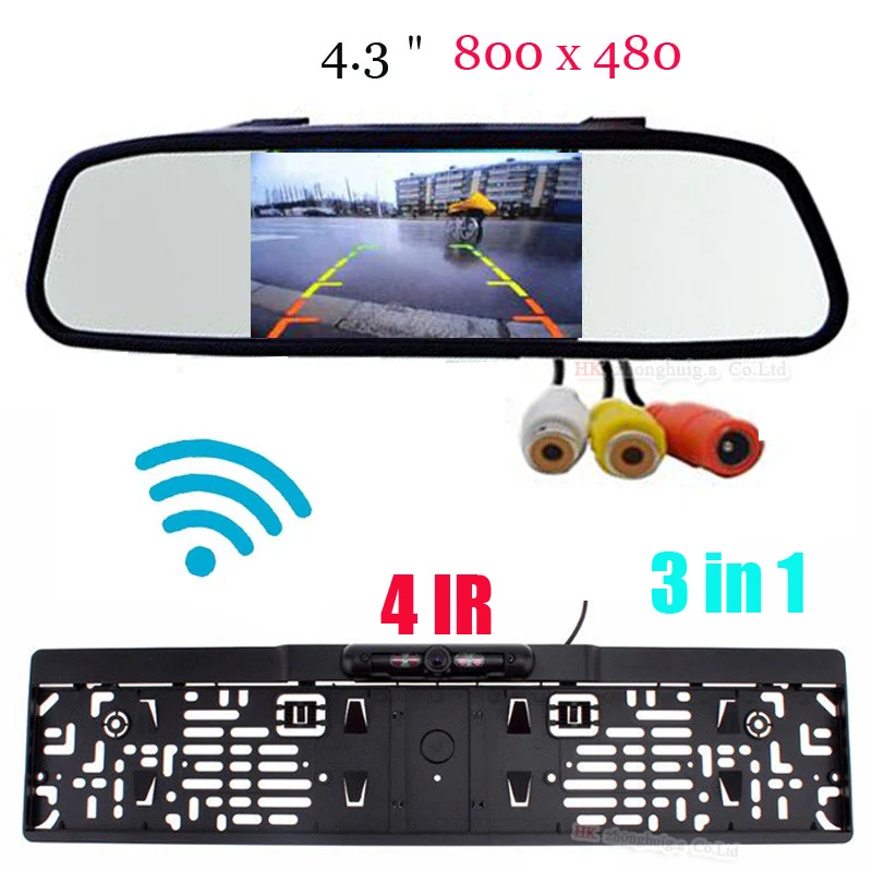 Беспроводные парковочные системы HD 4 3 дюйма полностью Зеркальные автомобильные