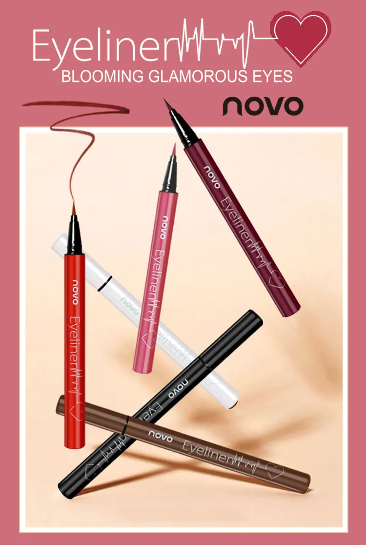 NOVO Brand, 6 цветов, жидкая подводка для глаз, карандаш для глаз, макияж, набор, стойкий, водостойкий, подводка для глаз, гладкий, шелковистый, Быстросохнущий
