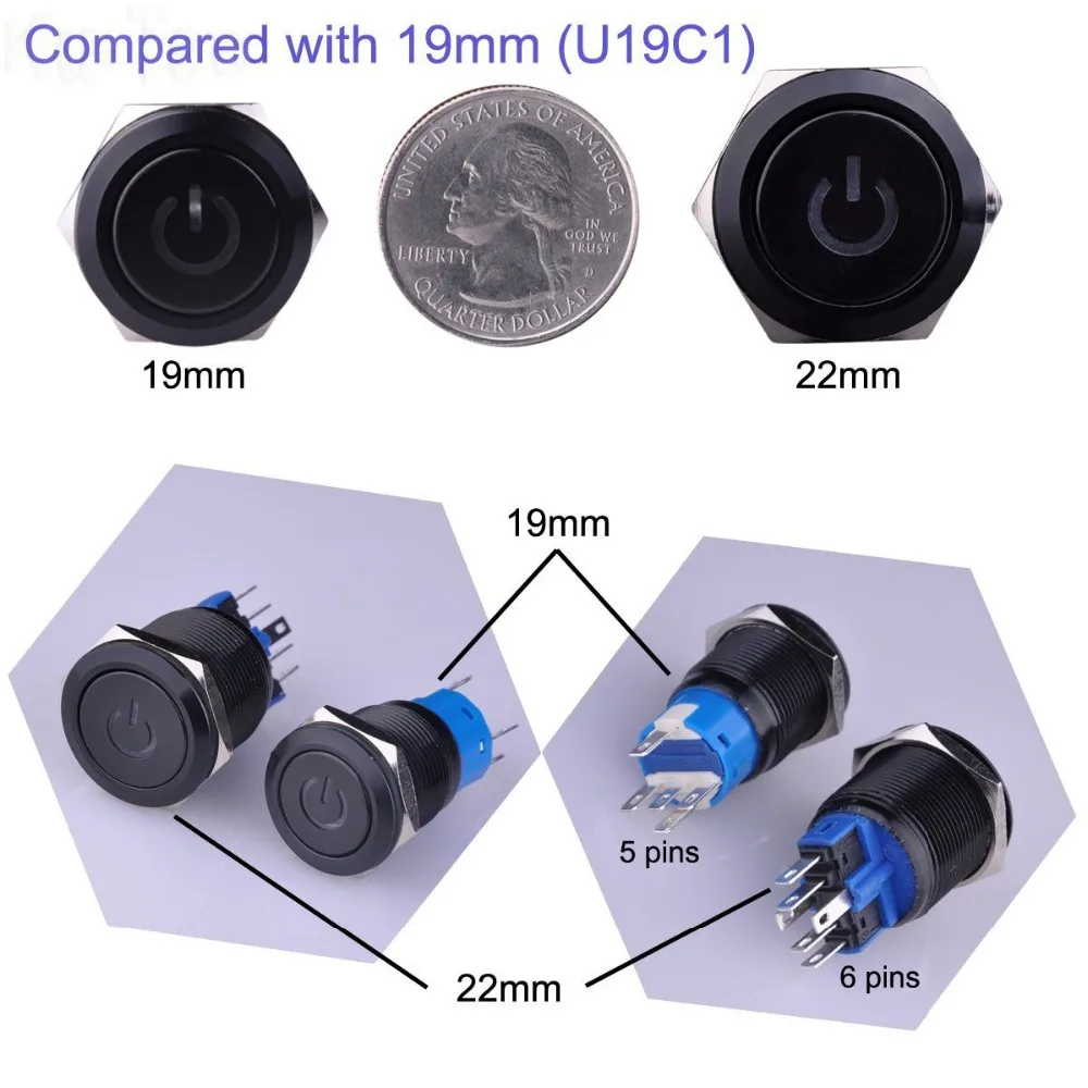 Ulincos Latching Push Button Switch U22a4 1no1nc Spdt On Off