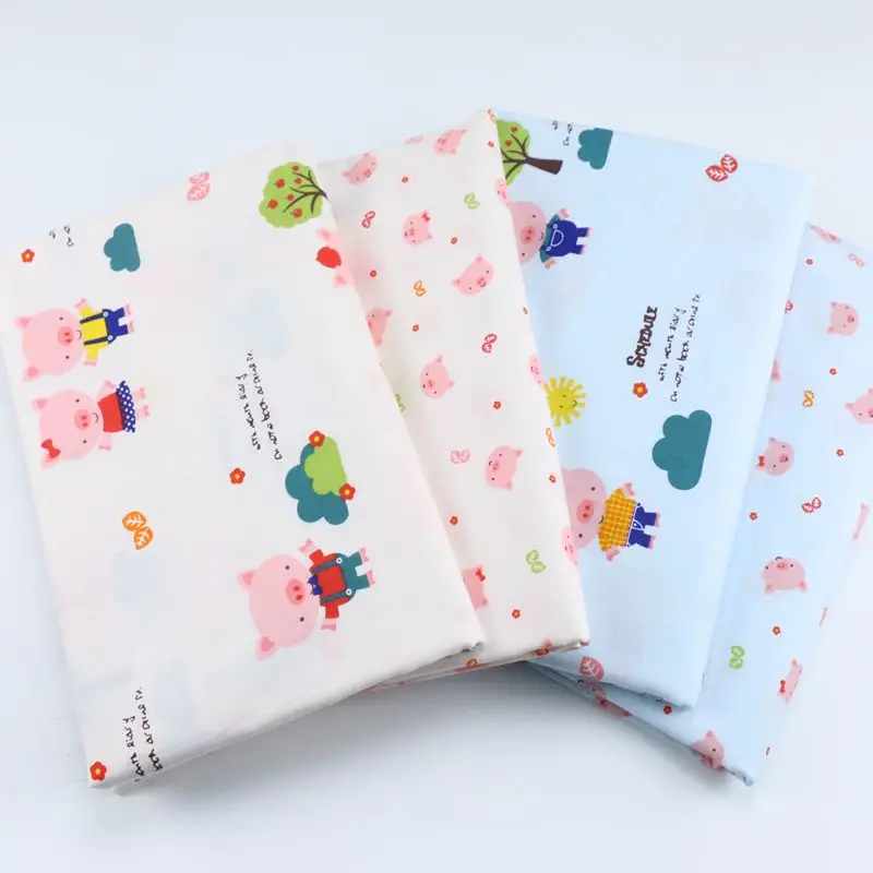 

100% cotton twill cloth cartoon pig baby fabric for DIY child kids crib bedding cushion handwork patchwork quilting