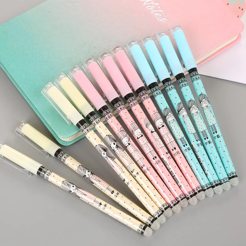 

54 Pcs/lot Cute Girl Practical Erasable Gel Pen Signature Pen Escolar Papelaria School Office Supply Promotional Gift