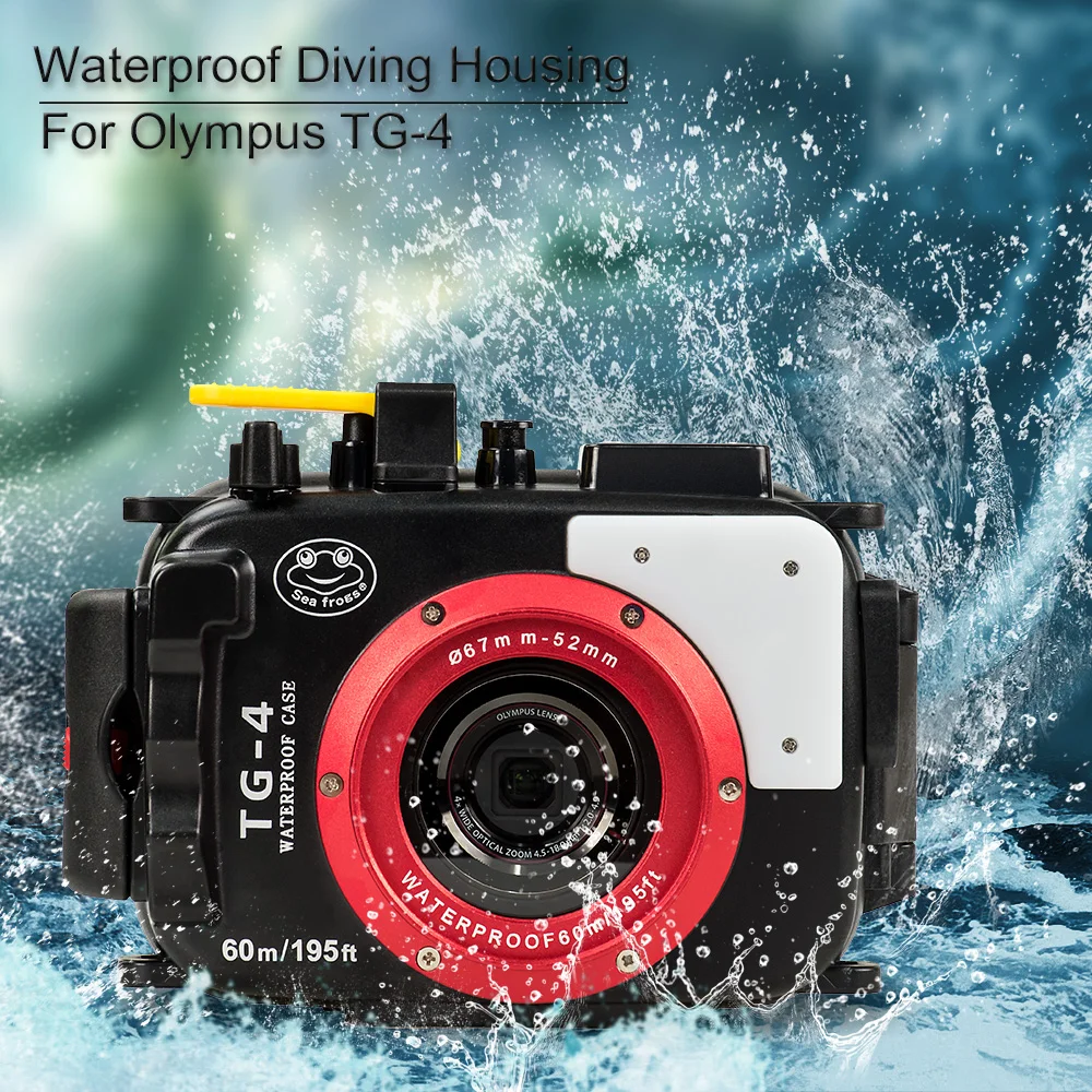 

For Olympus TG4 Case 60M/195ft TG4 Underwater Diving Camera Housing Waterproof Case With Dual Fiber-Optic ports