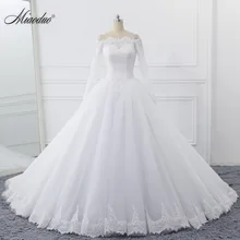 Miaoduo Beading Vestidos de Casamento Com Mangas Compridas Fotos Reais Do Cliente Encomendar Turquia Do Vestido de Casamento Da Princesa Vestido De Noiva