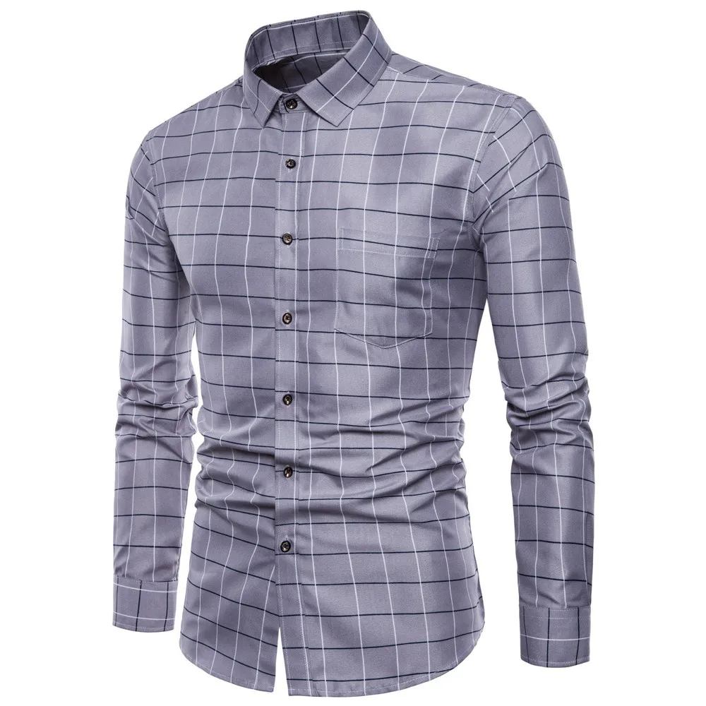 

Brand Man Long Sleeve Oxford Formal Casual Plaid Slim Fit Dress Shirts Top British Style Business Men Social Cotton Men's Shirt