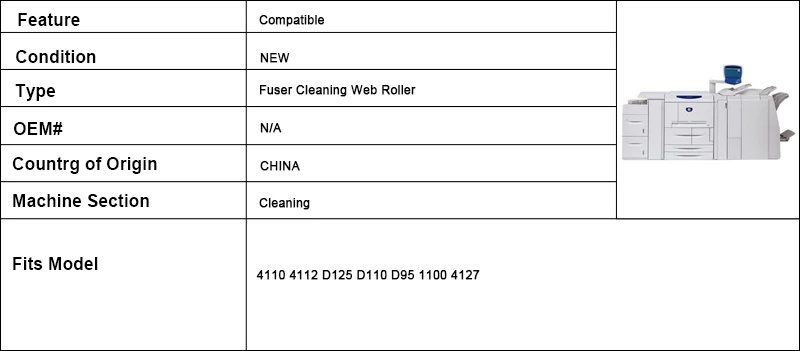 8 xerox 4110 fuser cleaning web roller