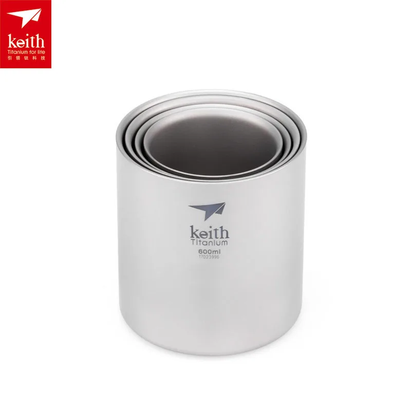 Keith 4 unids/set doble pared taza de titanio conjunto aislado al aire libre camping mochilero Tazas ti3501 Keith 4 unids/set doble pared taza de titanio conjunto aislado al aire libre camping mochilero Tazas ti3501