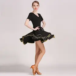 Обувь для девочек Сальса ча/Румба/Самба выполнить танцевальный костюм черный, фиолетовый, красный Короткие практика костюмы