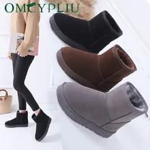 Зимние сапоги г. Женские зимние ботильоны корейская мода размера плюс, Нескользящие ботинки на плоской подошве, сохраняющие тепло женская обувь Botas mujer