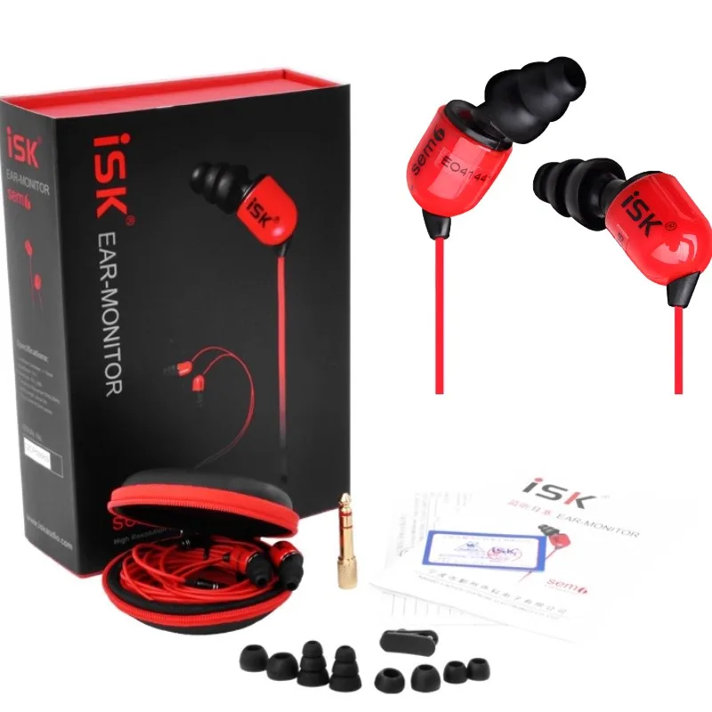 

Original ISK SEM6 Professional Montoring Headset Red EAR Monitor Earphone 3.5MM+6.3MM stereo bass for DJ Studio recording