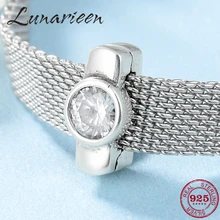 Горячая 925 пробы, Серебряный Классический Модный женский Блестящий прозрачный CZ шармы-клипсы, браслет для женщин, ювелирное изделие